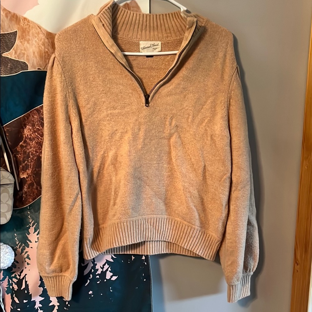 Light Orange Quarter-Zip Sweater